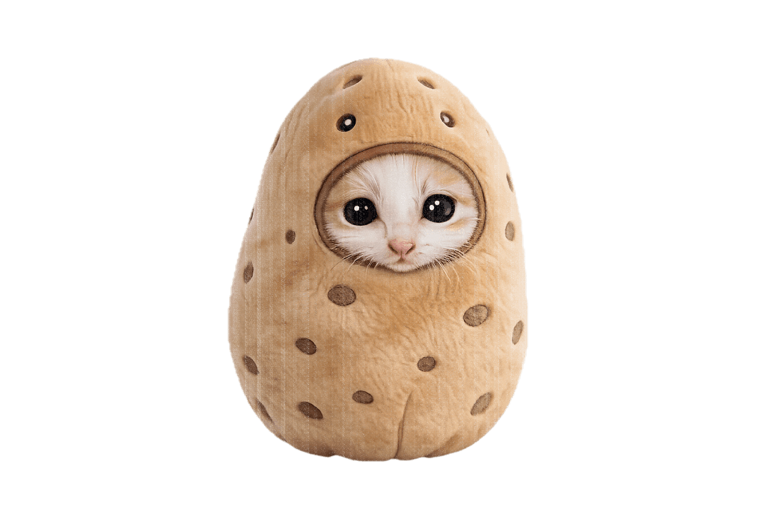 Potato, a tiny kitten in a plush potato costume